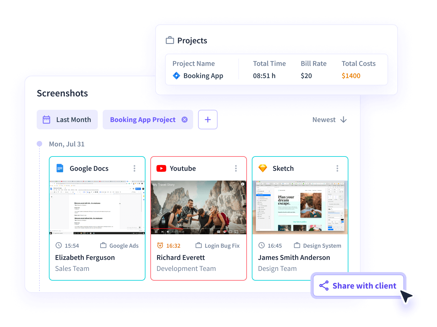 View on the Dashboard scheduled shifts and timesheets for efficient time and attendance
